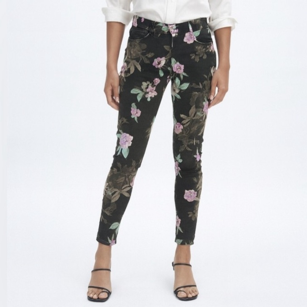 Seven7 Black Floral Denim Pants 29